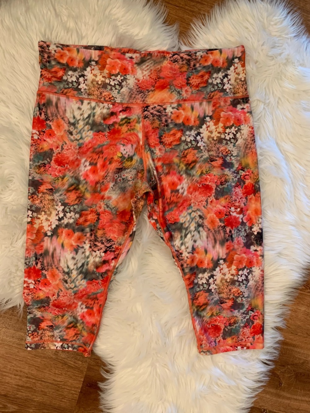 Athleta Women’s 3X Elation Capri Leggings Renewed Spring Bloom Floral Peach - Picture 4 of 15